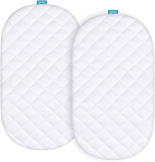 Bassinet Mattress Pad Cover - Fits Delta Children Sweet Dreams Bassinet, 2 Pack, Bamboo, Waterproof - Biloban Online Store