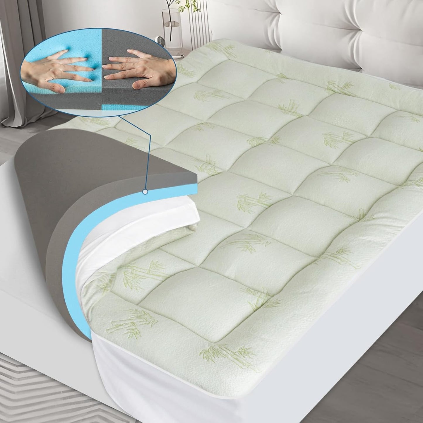 Biloban- 3-in-1 Mattress Topper,Dual Layer Mattress Topper,Memory Foam Mattress Topper