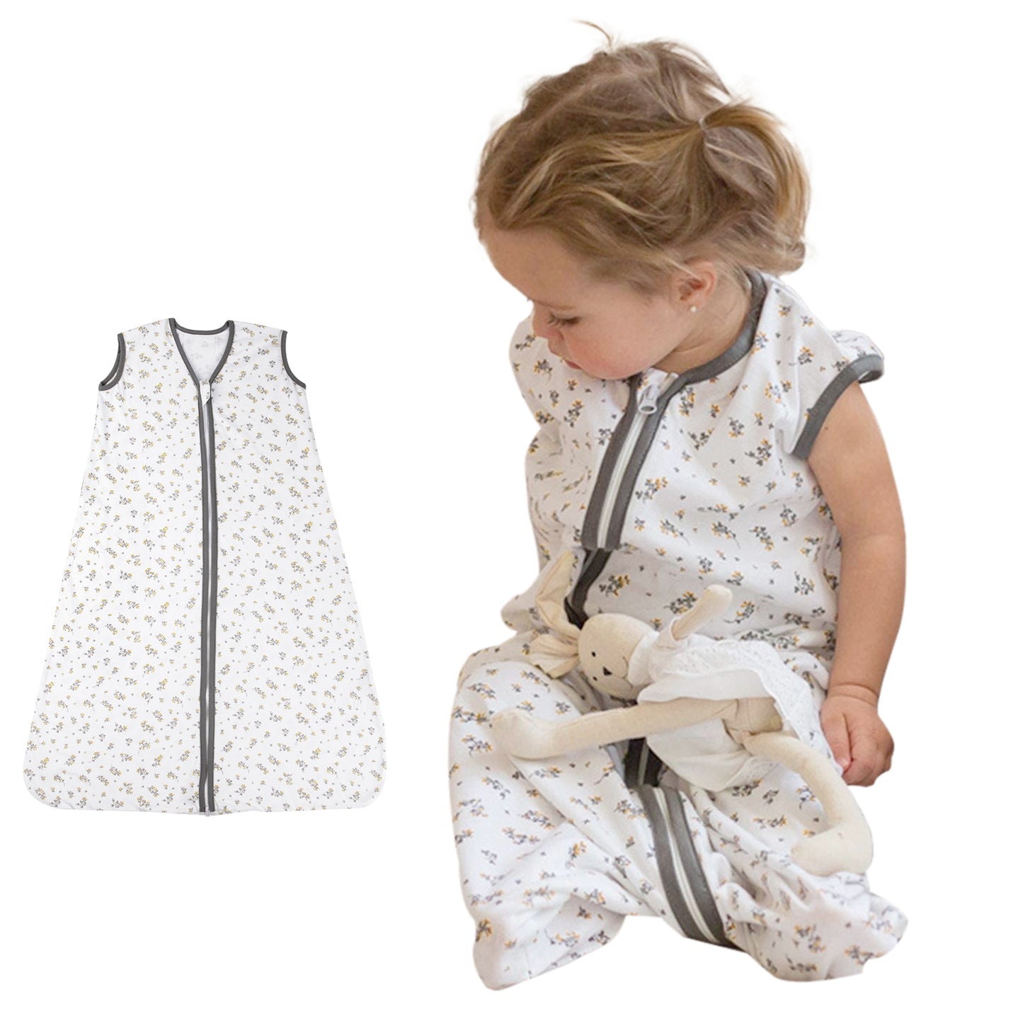 Baby Sleep Sack 18-24 Months, 100% Cotton Toddler Sleeping Bag, 2-Way Zipper Wearable Blanket for Baby, 0.5 TOG