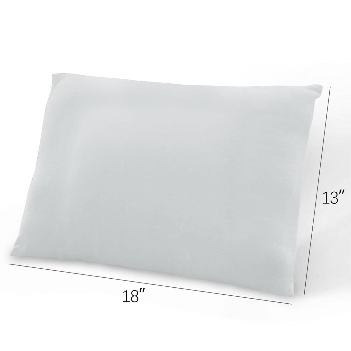 Toddler Pillow Quilted with Pillowcase - 2 Pack, 13" x 18", 100% Cotton, Ultra Soft & Breathable, Grey & White