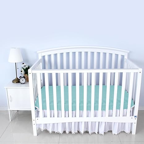 Crib Sheet - 2 Pack, Ultra Soft Microfiber, Aqua & White (for Standard Crib/ Toddler Bed)