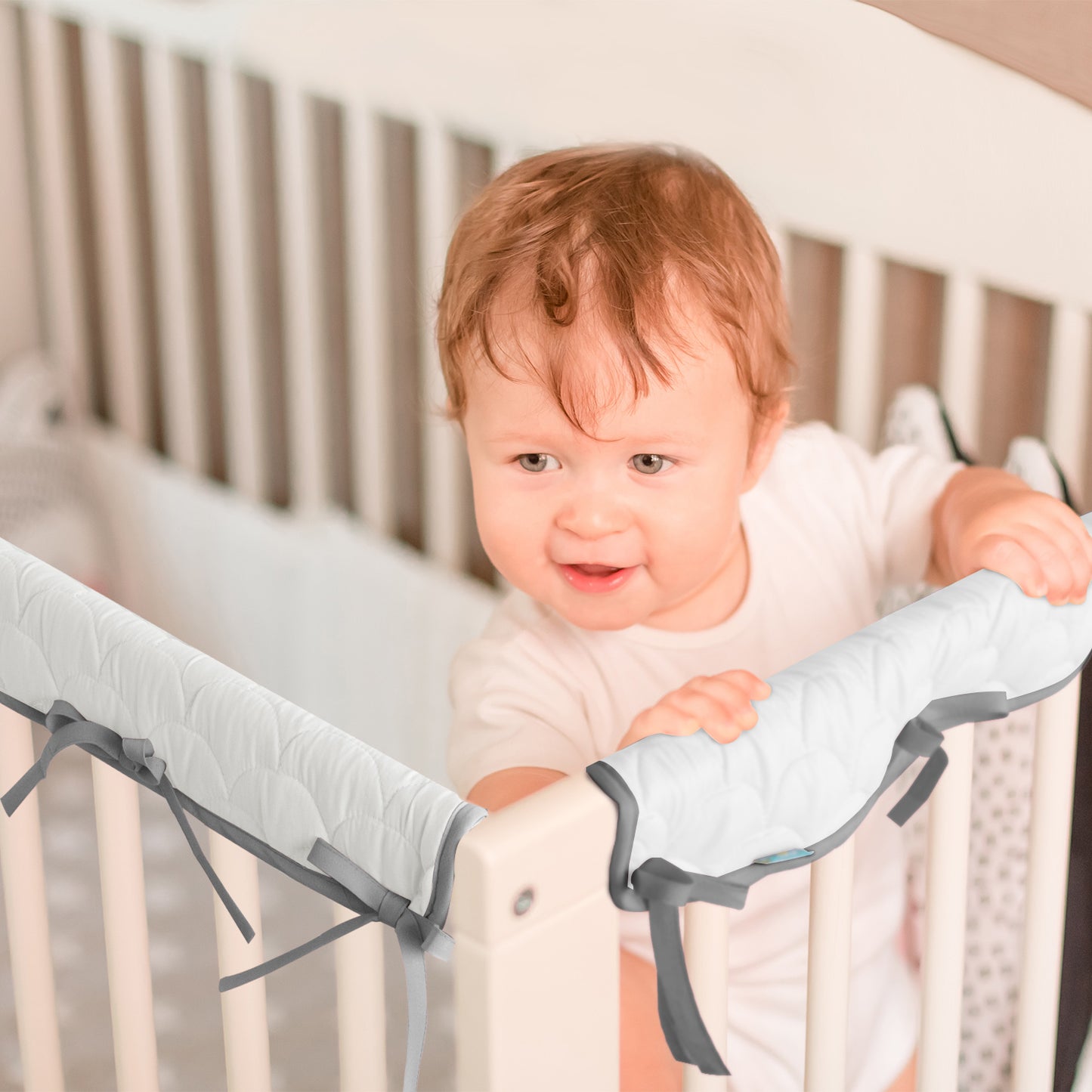 3 Pieces Crib Rail Cover - Protector Safe Teething Guard Wrap, Reversible, Fit Side and Front Rails - Biloban Online Store