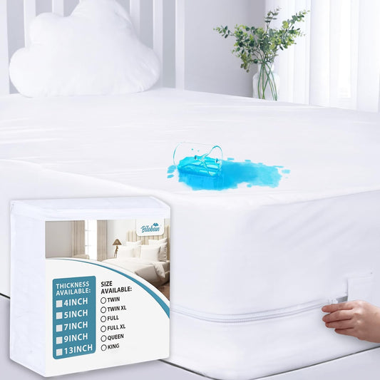Zippered Mattress Protector, Waterproof Mattress Encasement, Premium 6-Sided Box Spring Cover, Breathable and Absorbent - Biloban Online Store
