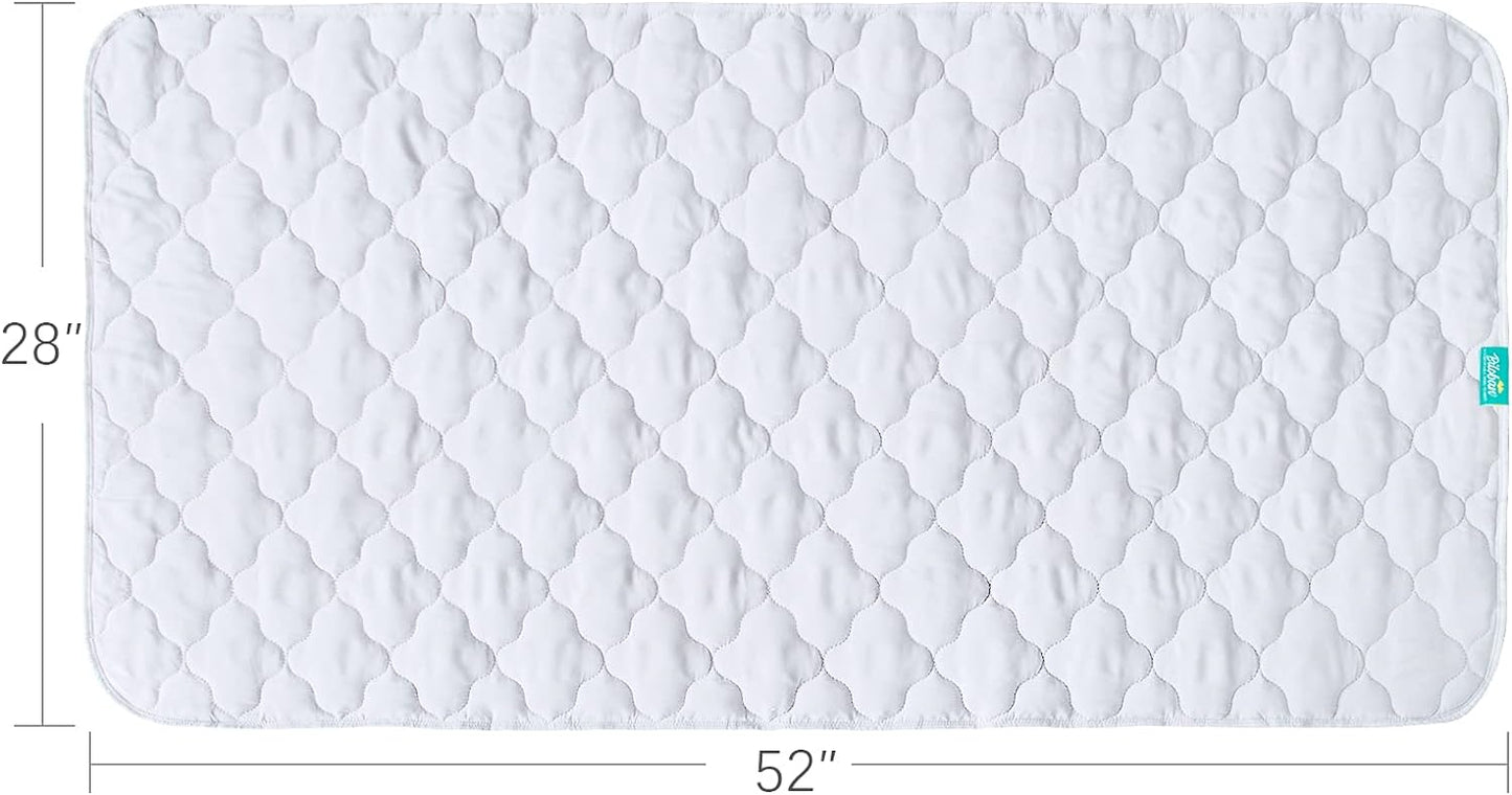 Waterproof Crib Mattress Protector Pad | Bed Pad Mat - 52" x 28", Anti Slip & Durable, White, 2 Pack