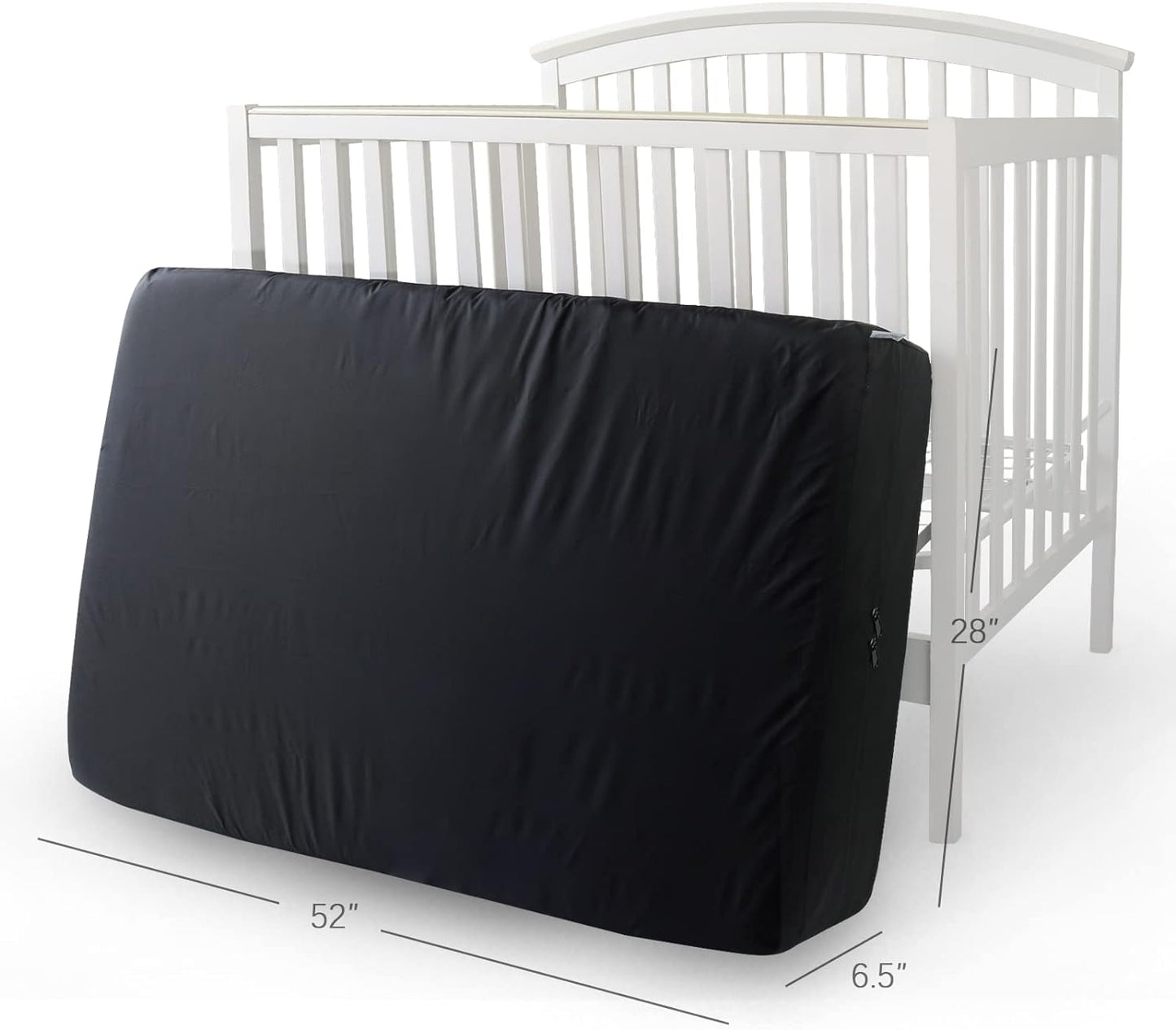 Waterproof Crib Mattress Bags for Moving Storage with Double Zippers, Reusable Thick Tarp, Black