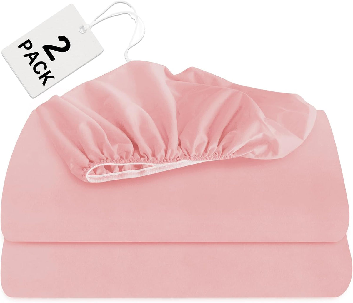 Fitted Sheets 2 Pack, Soft Microfiber Deep Pocket Bottom Sheets with 360° Elastic - Biloban Online Store