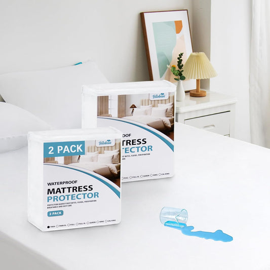 Waterproof Mattress Protector Twin & Full Size, 2 Pack, Noiseless & Soft Mattress Cover with Deep Pocket Up to 14" Depth, Super Breathable & Easy Wash - Biloban Online Store