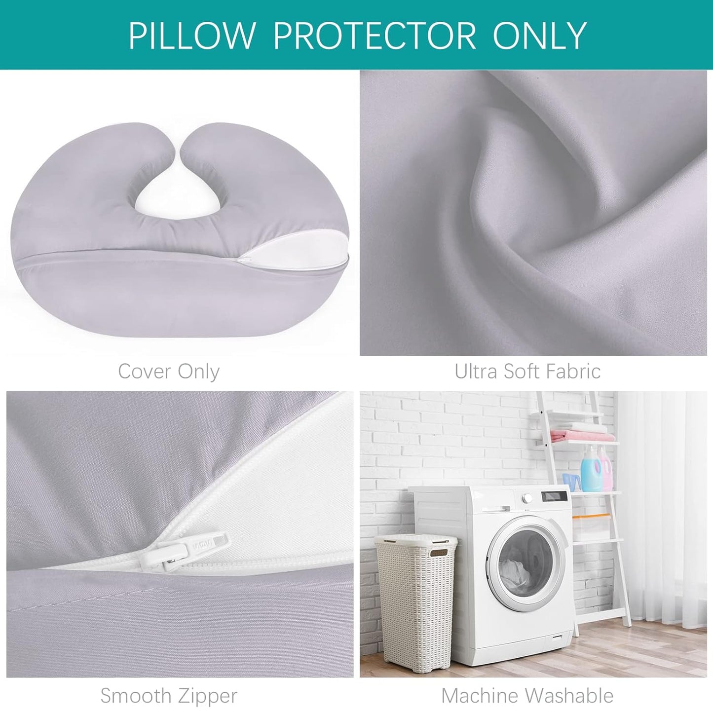 Nursing Pillow Cover for Boppy - 2 Pack, Ultra Soft 100% Jersey Cotton, Grey & Navy