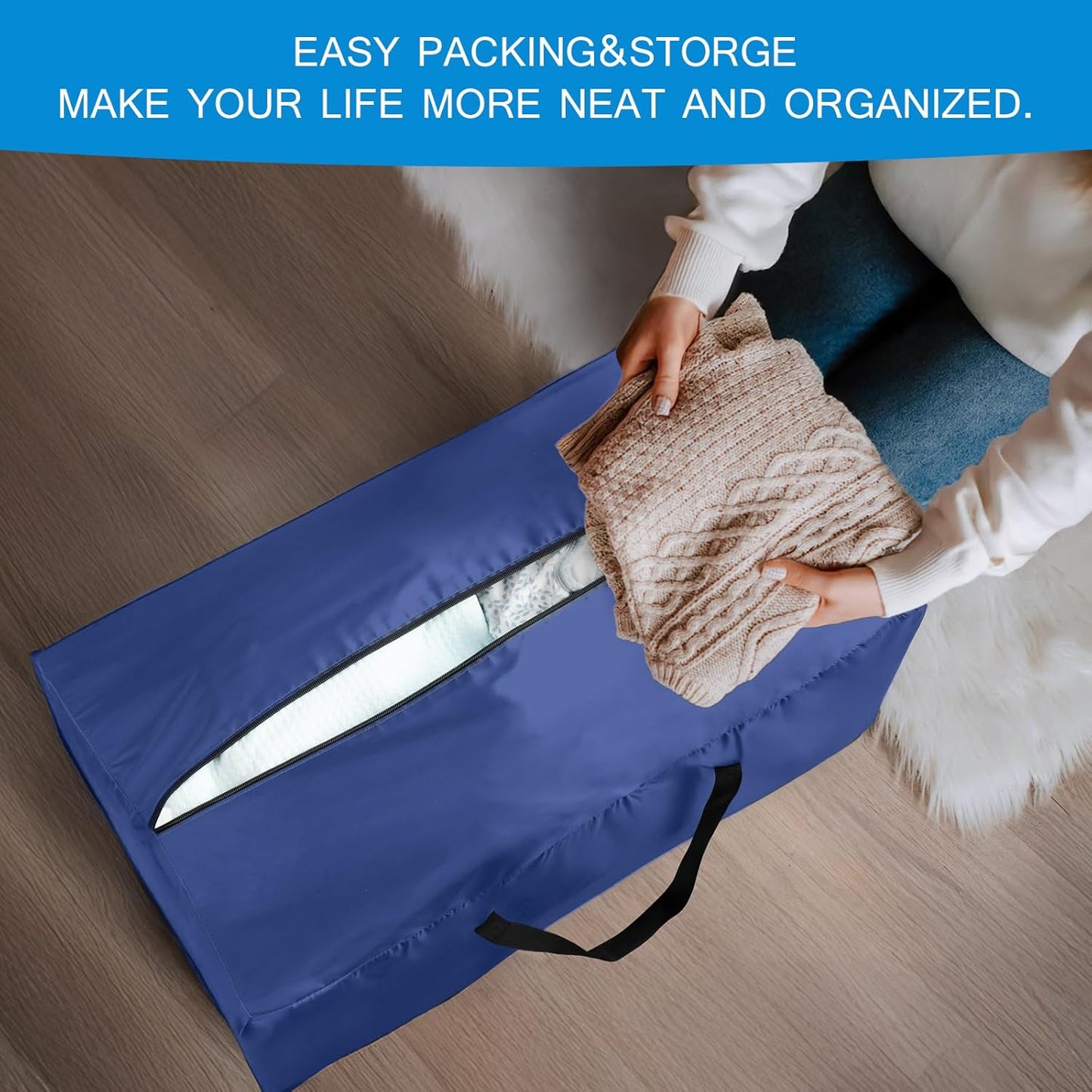 Moving Bags Heavy Duty with Strong Zipper & Handles, Sturdy Clothes Storage Bags , Packing Bags Totes, 6 Pack, Black - Biloban Online Store