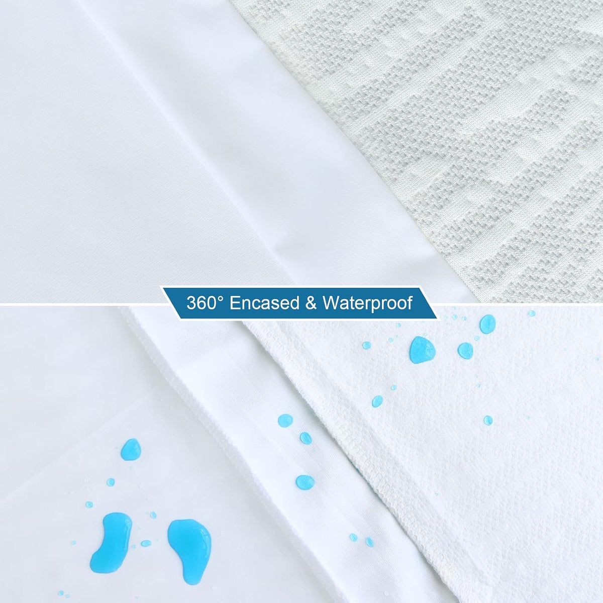 Waterproof Mattress Topper Cover, Zippered Encasement with Adjustable Straps for Memory Foam Toppers