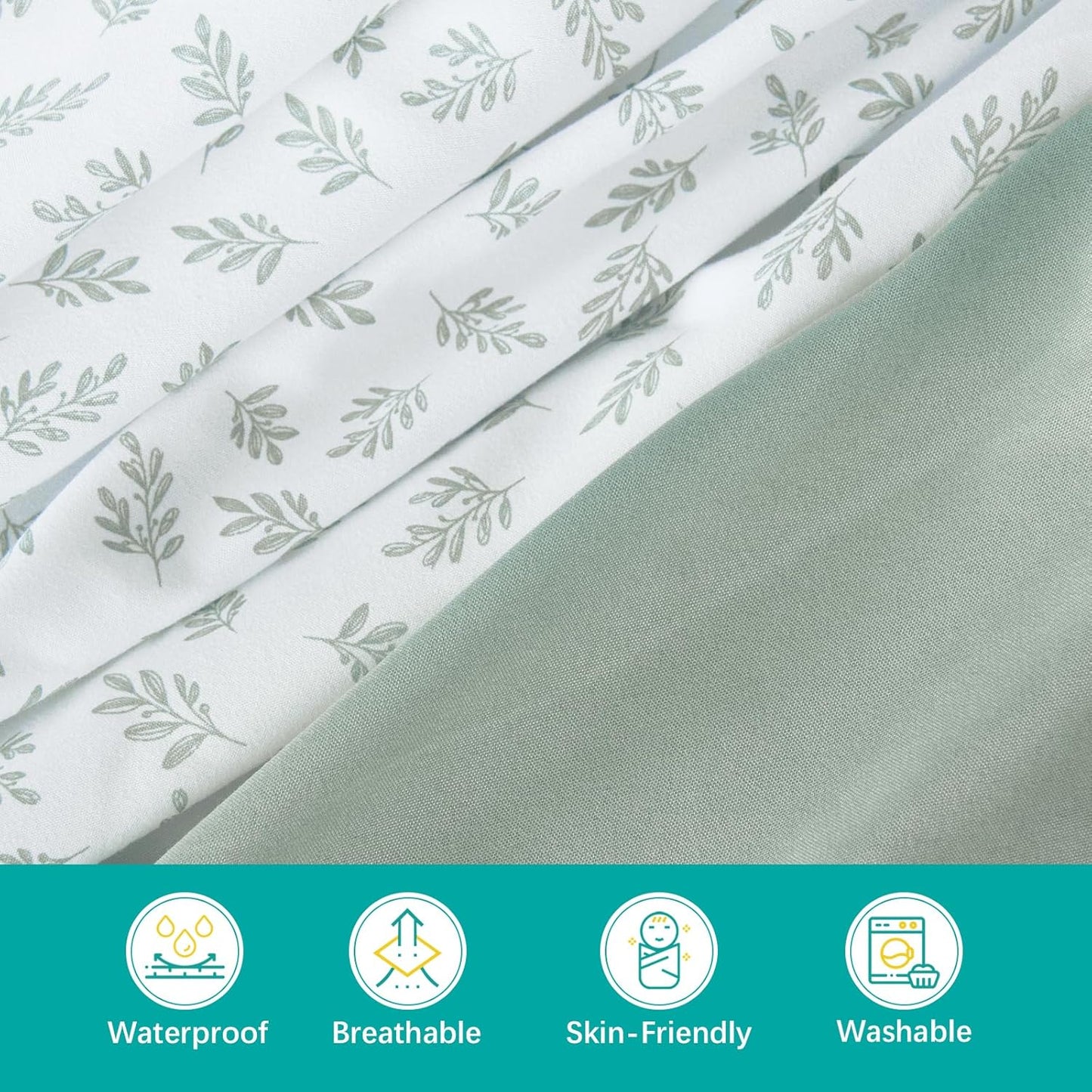 Crib Sheet - 4 Pack, Ultra Soft Microfiber (for Standard Crib/ Toddler Bed) ,Waterproof,Green Leaf