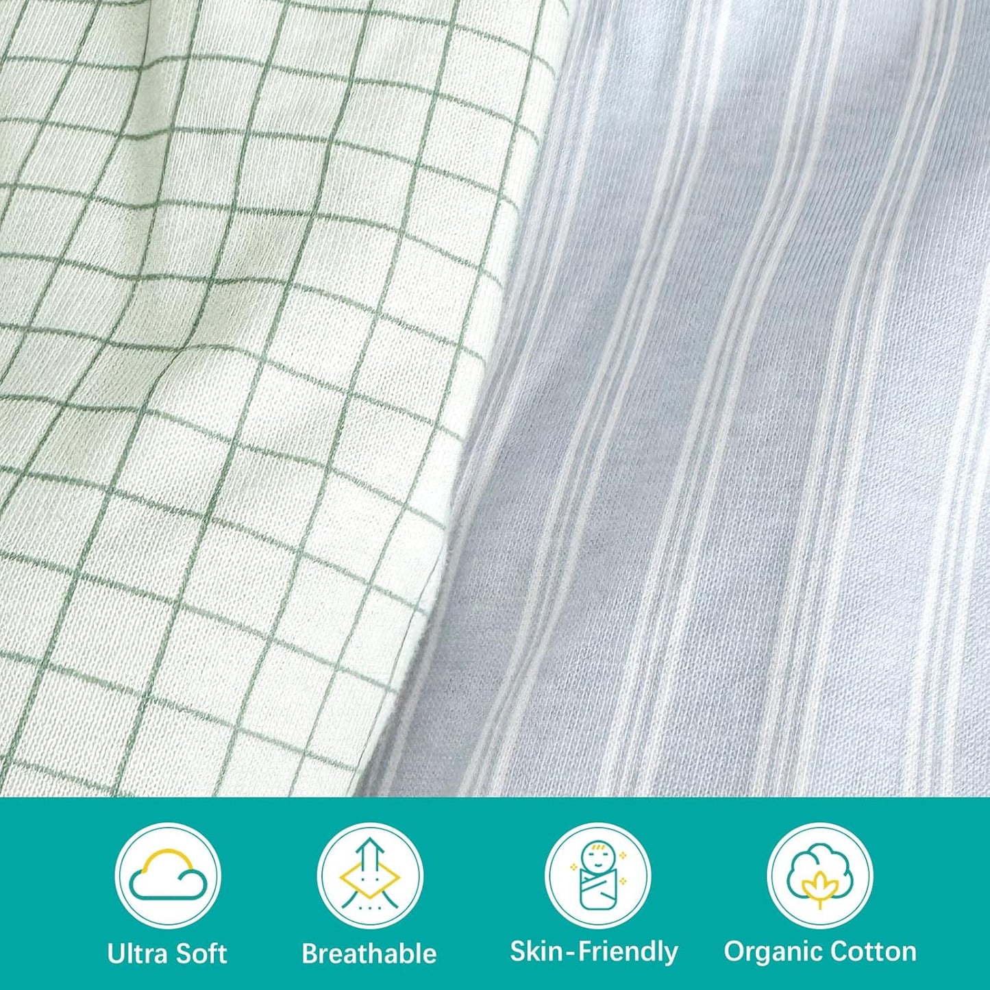 Sleep Sack with Feet 18-24 Months , 100% Cotton Wearable Blanket for Baby 2T, 2-Way Zipper Baby Sleeping Sack with Legs for Boys and Girls, Green & Blue,2 Pack