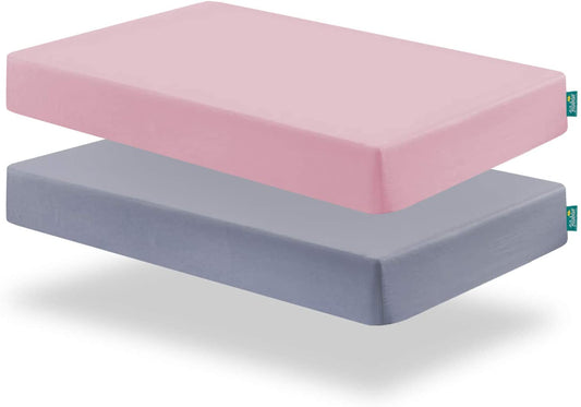 Crib Sheet - 2 Pack, Ultra Soft Microfiber, Grey & Pink (for Standard Crib/ Toddler Bed) - Biloban Online Store