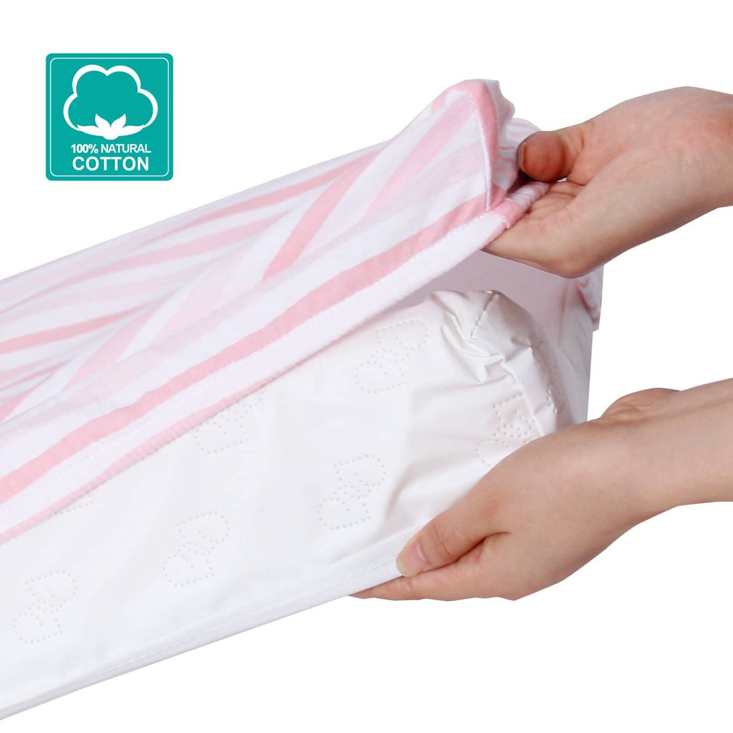 Changing Pad Cover - 2 Pack Pink, Ultra Soft 100% Jersey Knit Cotton, Heart Print - Biloban Online Store