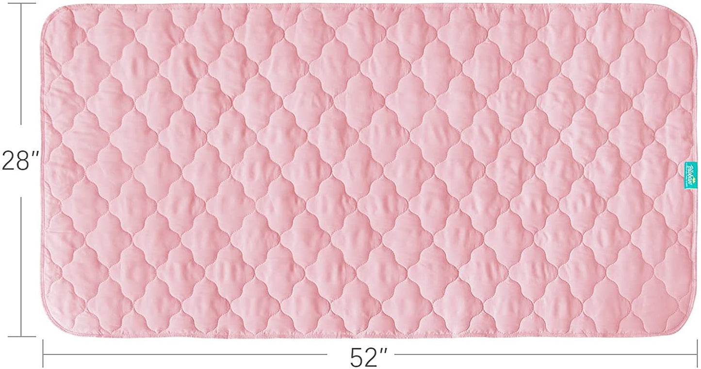 Waterproof Crib Mattress Protector Pad | Bed Pad Mat - 52" x 28", Anti Slip & Durable, Pink