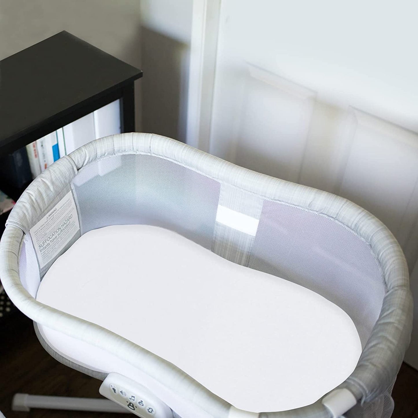 100% Organic Cotton Bassinet Sheets Compatible with Halo Bassinet Swivel, Flex, Glide Sleeper- 2 Pack, White