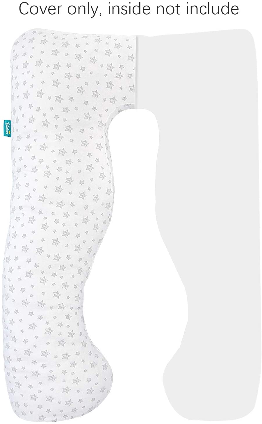 Pregnancy Pillow Cover -U-Shaped, 100% Jersey Knit Cotton, Universal Fit, White Stars Print - Biloban Online Store