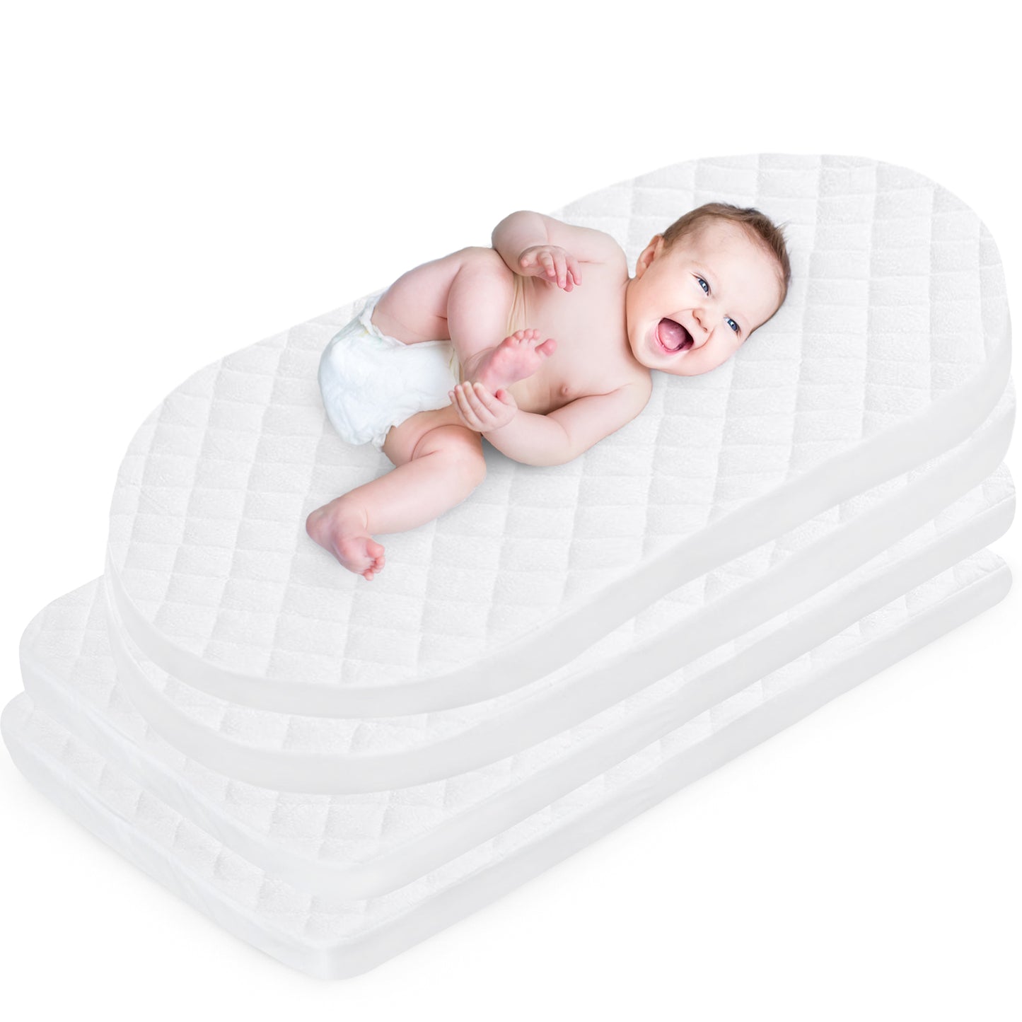 Shop by Size - Bassinet Mattress Pad Cover, 2 Pack, Waterproof, Natural Bamboo - Biloban Online Store