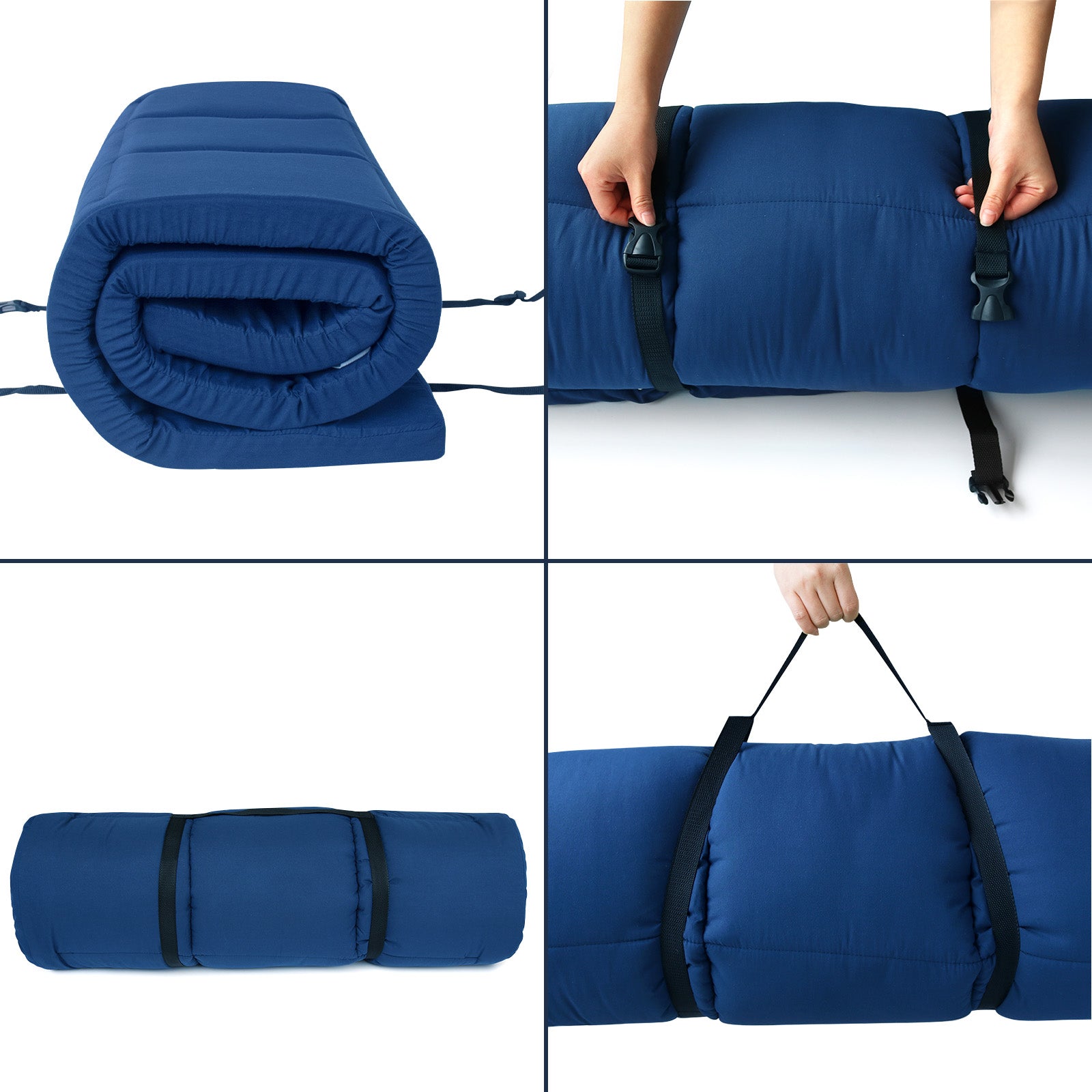 Quilted Cot Mattress Topper - 75" x 30", 2 Pack, Soft and Thicker Cot Pad Only, for Camping Cot/Rv Bunk/Narrow Twin Beds, Navy - Biloban Online Store