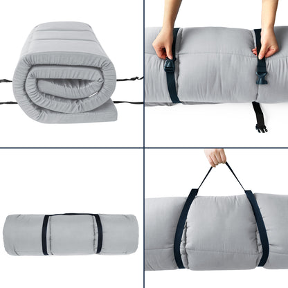 Quilted Cot Mattress Topper - 75" x 30", 2 Pack, Soft and Thicker Cot Pad Only, for Camping Cot/Rv Bunk/Narrow Twin Beds, Grey & Navy - Biloban Online Store