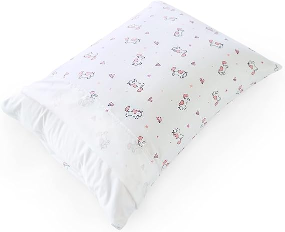 Toddler Bedding Set - 2 Pieces, Includes a Crib Fitted Sheet and Envelope Pillowcase, White Horse