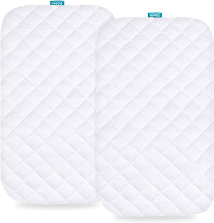 Bassinet Mattress Pad Cover - Fits Graco My View 4 in 1 Bassinet, 2 Pack, Bamboo, Waterproof - Biloban Online Store