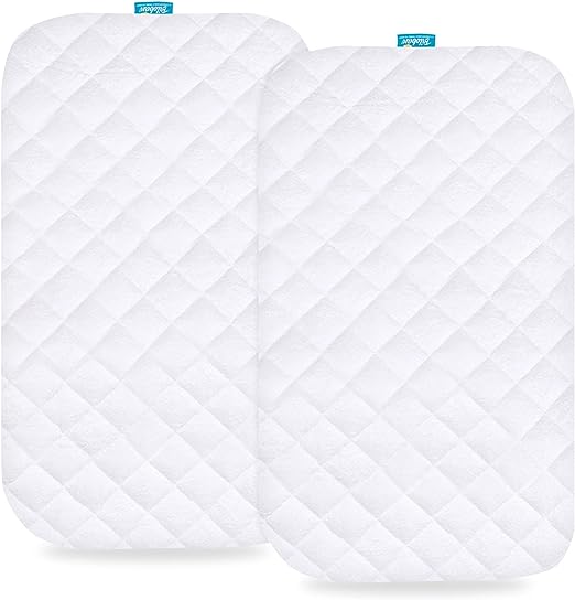 Bassinet Mattress Pad Cover - Fits Dream On Me Karley Plus Portable Quick Fold Bassinet, 2 Pack, Bamboo, Waterproof - Biloban Online Store