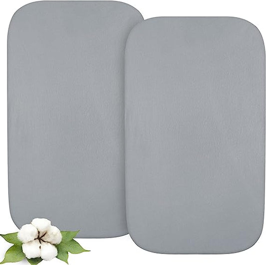 Bassinet Fitted Sheets compatible with Mika Micky Bedside Sleeper - 2 Pack, Cotton, Grey- Biloban online store