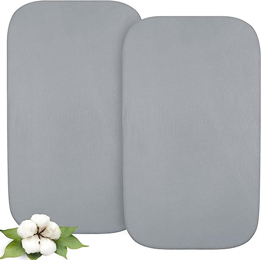 Bassinet Sheets - Fit Cowiewie Baby Bassinet, 2 Pack, 100% Organic Cotton, Grey - Biloban Online Store