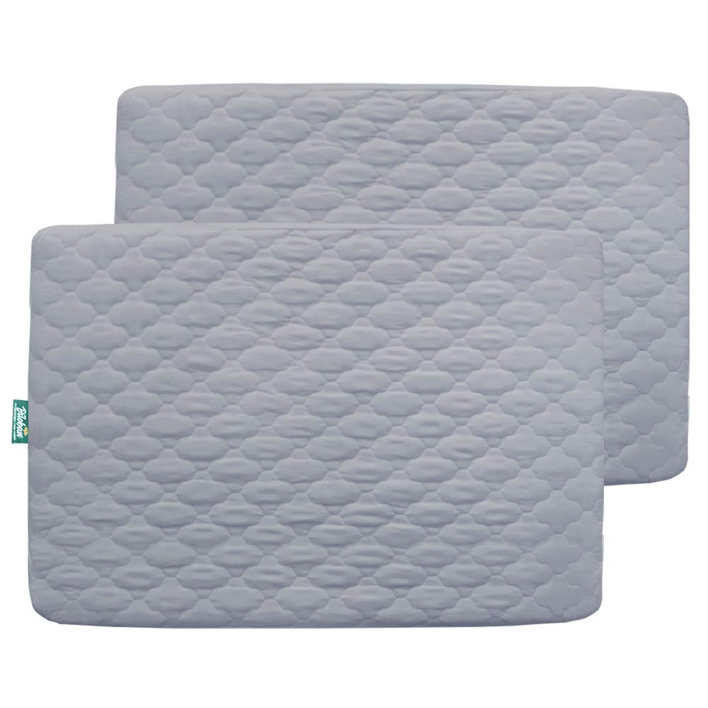Pack N Play | Mini Crib Mattress Pad Cover/ Protector - 2 Pack, Ultra Soft Microfiber, Waterproof, Grey (39” x 27") - Biloban Online Store