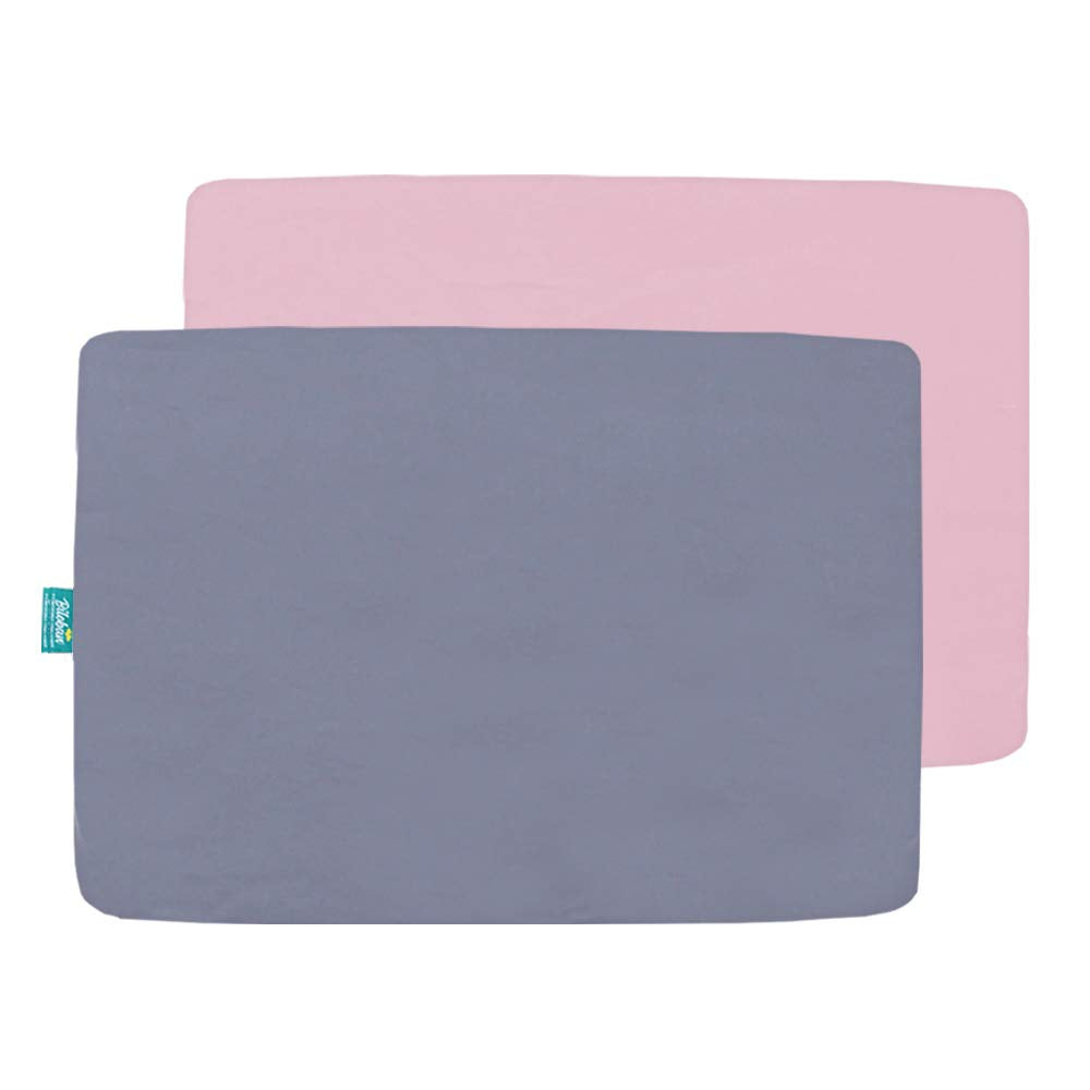 Pack n Play Fitted Sheets - 2 Pack, Ultra Soft Microfiber, Pink & Grey, Preshrunk - Biloban Online Store