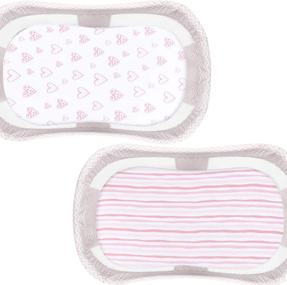 Bassinet Sheets - Fit Regalo Basic Baby Bassinet(Small), 2 Pack, 100% Jersey Cotton, Pink & White - Biloban Online Store