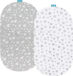 Bassinet Fitted Sheets Compatible with SNOO Smart Sleeper Baby Bassinet - 2 Pack, Cotton