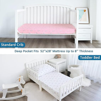 Crib Sheet - 2 Pack, Ultra Soft Microfiber, Pink Horse (for Standard Crib/ Toddler Bed)