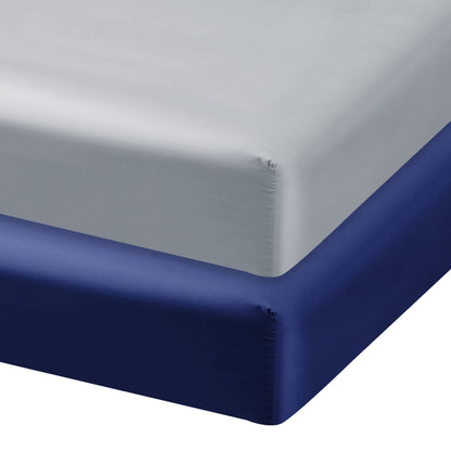 Pack n Play Fitted Sheet - 2 Pack, 100% Satin, Super Soft and Silky, Grey & Navy - Biloban Online Store