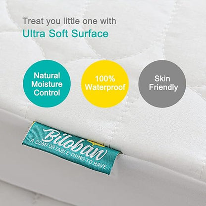 Crib Mattress Protector/ Pad Cover - 2 Pack, Quilted Microfiber, Waterproof (for Standard Crib/ Toddler Bed)