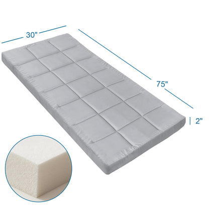 Quilted Cot Mattress Topper - 75" x 30", 2 Pack, Soft and Thicker Cot Pad Only, for Camping Cot/Rv Bunk/Narrow Twin Beds, Grey & Navy - Biloban Online Store
