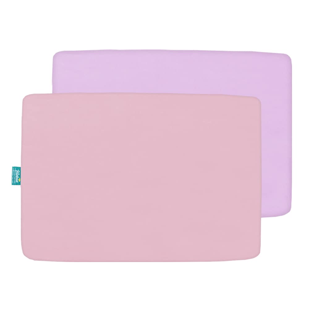 Pack n Play Fitted Sheets - 2 Pack, Ultra Soft Microfiber, Pink & Lavender, Preshrunk - Biloban Online Store