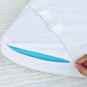 Waterproof Mattress Topper Cover, Zippered Encasement with Adjustable Straps for Memory Foam Toppers