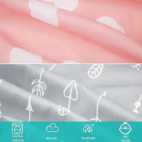 Crib Sheet - 2 Pack, Ultra Soft Microfiber, Pink Cloud & Grey Arrow (for Standard Crib/ Toddler Bed)