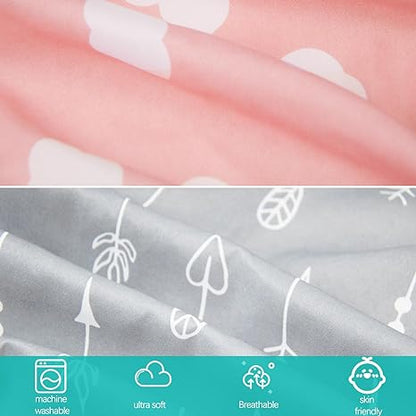 Crib Sheet - 2 Pack, Ultra Soft Microfiber, Pink Cloud & Grey Arrow (for Standard Crib/ Toddler Bed)