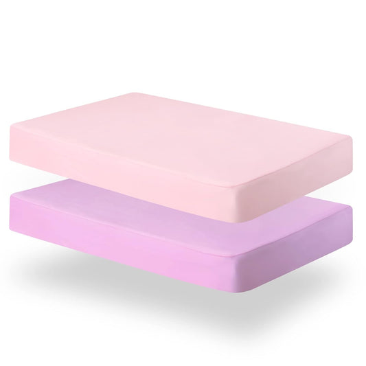 Crib Sheet - 2 Pack, Ultra Soft Microfiber, Pink & Purple (for Standard Crib/ Toddler Bed) - Biloban Online Store
