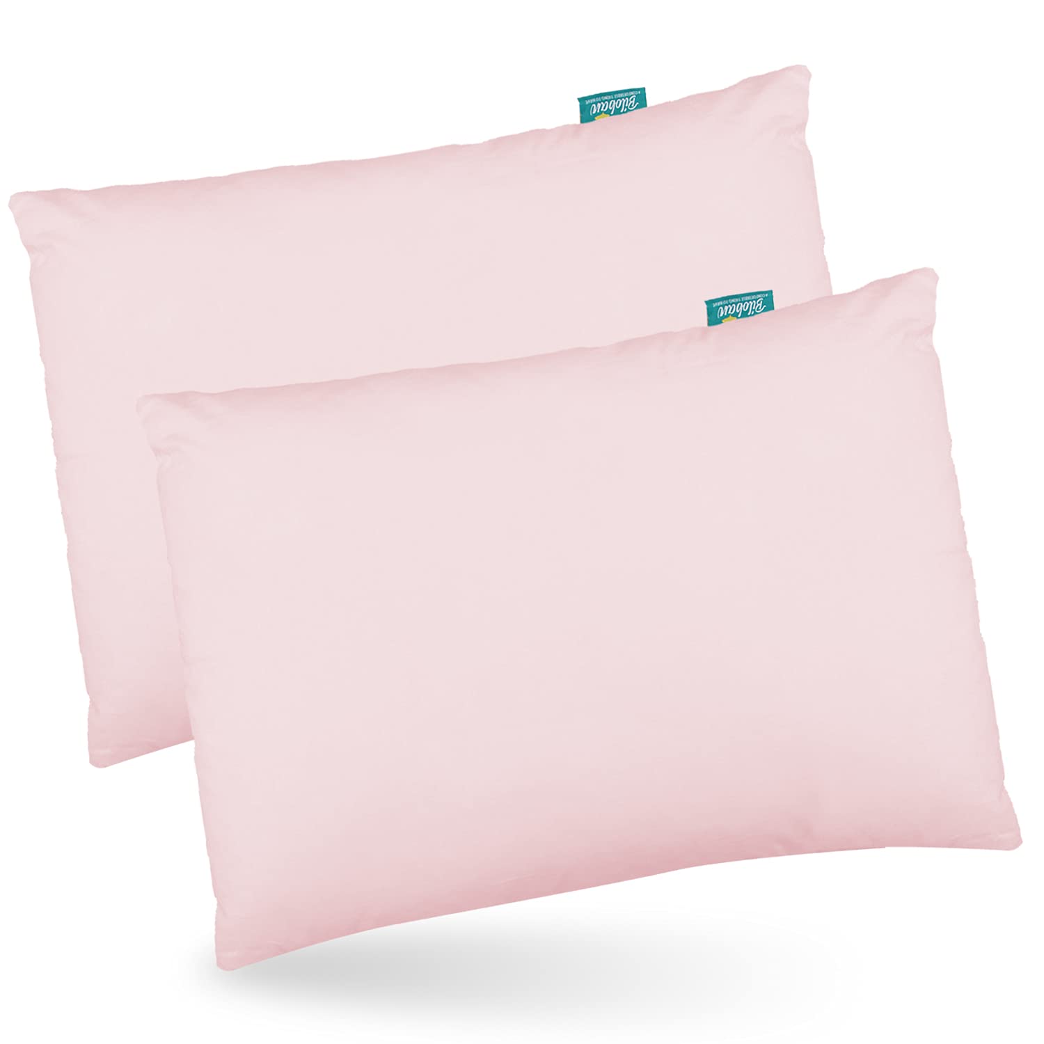 Toddler Pillow Quilted with Pillowcase - 2 Pack, 13" x 18", 100% Cotton, Ultra Soft & Breathable, Pink - Biloban Online Store
