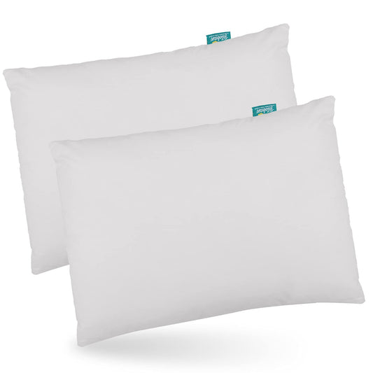 Toddler Pillow Quilted with Pillowcase - 2 Pack, 13" x 18", 100% Cotton, Ultra Soft & Breathable, Grey - Biloban Online Store