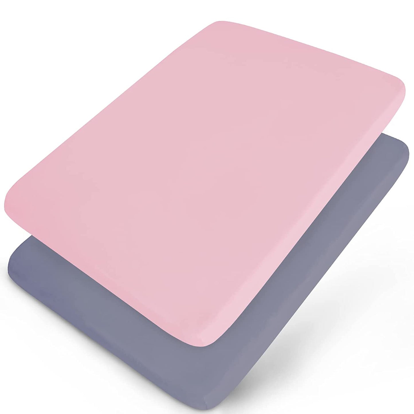 Mini Crib Sheets - 2 Pack, Ultra Soft Microfiber, Grey & Pink (38'' x 24'')