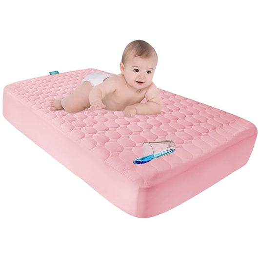 Crib Mattress Protector/ Pad Cover - Quilted Microfiber, Waterproof, Pink (for Standard Crib/ Toddler Bed) - Biloban Online Store