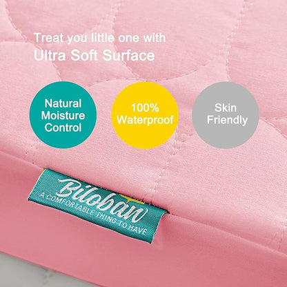 Crib Mattress Protector/ Pad Cover - Quilted Microfiber, Waterproof, Pink (for Standard Crib/ Toddler Bed)