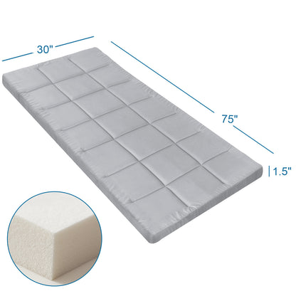 Quilted Cot Mattress Topper - 75" x 30", Soft and Thicker Cot Pad Only, for Camping Cot/Rv Bunk/Narrow Twin Beds, Grey - Biloban Online Store