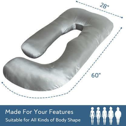 Pregnancy Pillow Case - Ultra Soft, Grey Satin