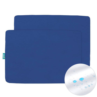 Pack n Play Fitted Sheets - 2 Pack, Waterproof, 100% Organic Cotton, Navy - Biloban Online Store
